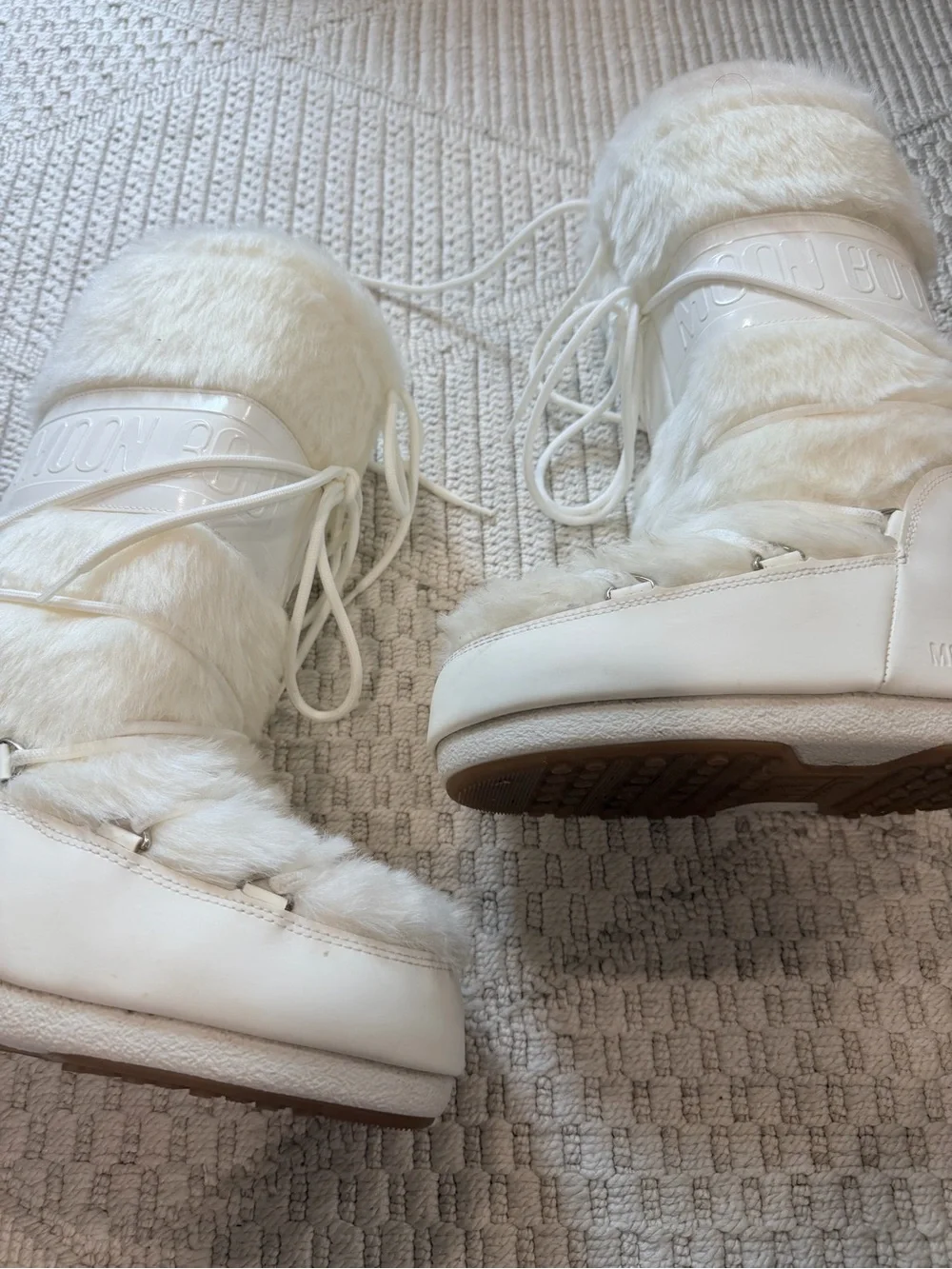 Moon Boot Icon Faux-Fur Boots in Optical White